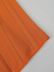 ApperlothPOP 復古綁帶露背束腰上衣，附魚骨與金屬孔眼，修身短版抹胸上衣，女款萬聖節秋季穿搭 - 橘色 - 查看 6