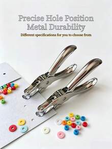 ثاقب معدني صغير، مثقب الورق للأعمال اليدوية، مناسب للمدرسة والمكتب والمنزل ومشاريع DIY العائلية - فضي - مشاهدة 1
