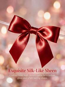 Christmas Satin Ribbon Bows, Twisted Bows, For Gift Wrapping, Bows With Twists, Suitable For Graduation Gift Decoration, Mother's Day Gift Decoration, Crafts, Weddings, Bridal Showers, Birthday Party Decoration - Red - View 2