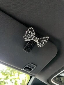 1PC Sparkling Bow Rhinestone Car Sun Visor Fashion Glasses Fashion Glasses Holder - Multicolor - View 13