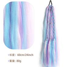 Matte Colorful Rope Ponytail Crochet Hair Extension Hand-Woven Performance Braided Ponytail Wig Hair Tie Hair Band - Multicolor - View 4
