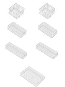 1/5/6/7/10/25pcs Set Transparent Drawer Dividers Cosmetic Storage Box, Vanity Skincare Organizer, Classified Storage Box, Perfume Storage Rack, Lipstick Storage Box, Eyebrow Pencil Storage Box, Also Suitable For Jewelry, Accessories, Hair Accessories And Other Items, Home Decor, Stackable And Freely Combinable Bathroom Storage - Clear - View 10