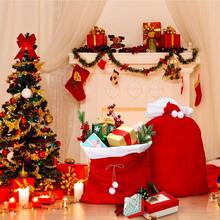 Santa Claus Large Backpack Large Christmas Gift Bag Candy Gift Bag Christmas Eve Drawstring Bag With Santa Hat Suitable For Christmas Decoration Christmas Storage Bag Santa Claus Supplies - Red - View 3