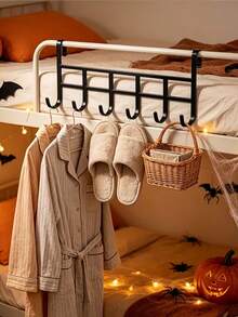 Over-The-Door Hook Storage Rack With Adhesive Hooks, Bathroom Door Hook, Silent Over-The-Door Clothes Hook Rack, Metal Material, Multiple Hooks, Space-Saving And Easy To Install, Suitable For Bedroom, Laundry Room - Multicolor - View 6