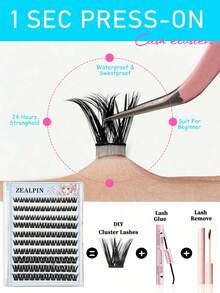anlinnet 10 Rows Reusable Glueless Lashes Waterproof Self Adhesive Lashes C Curling Spike Lashes Cluster 10-14mm Gift For Women & Girl No Extra Lash Glue Required! Built-In Pre-Adhesive Band Lets You Apply Lashes In Seconds-Just Press On. - View 2