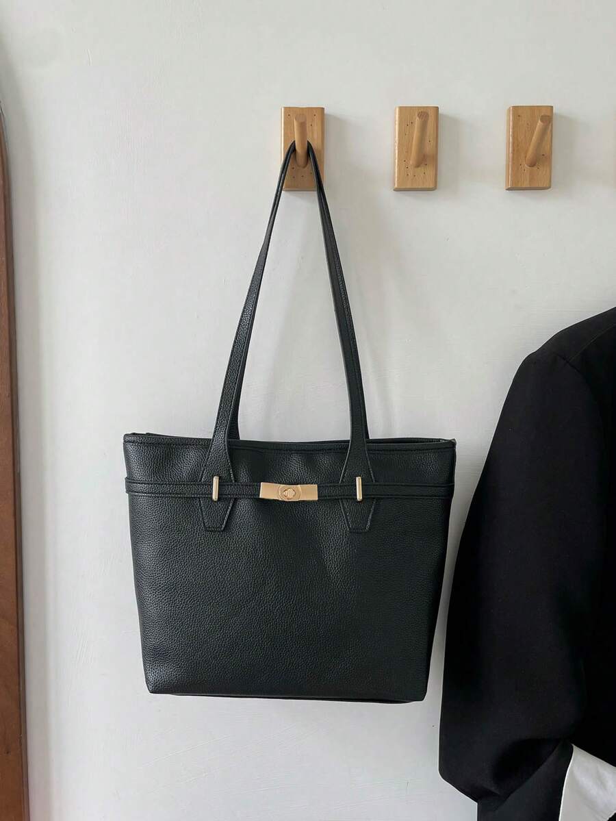 Large Capacity Tote Bag For Women, New Fashion Versatile Commuter Shoulder Bag - Black - View 1