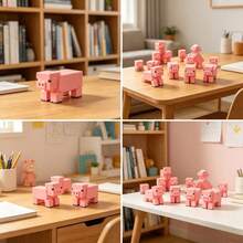 Minecraft 1 buah Miniatur Mainan Koleksi dengan Sendi yang Dapat Bergerak, Gaya Piksel, Bentuk Balok Bangunan Merah Muda, Dekorasi Meja yang Dapat Digerakkan, Pesta Ulang Tahun, Pesta Bertema Game, Pajangan Rumah, Hadiah Liburan - Berbagai gaya - View 4