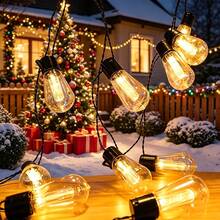 Solar String Lights, Smart Light Sensor, Auto On/Off At Night/Day, Adjustable Lighting Modes, LED Outdoor Christmas Decor Lights, Retro Holiday Wreath Lights, Suitable For Yard, Gazebo, Porch, Camping - Papaya Lamp - View 3