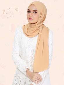 2pcs Women Headscarf Hairband Hat Set, Multi-Functional Cap Cover, Middle Eastern Festival Style, Elastic Base Chiffon Headscarf Hat Combination, Casual - Beige - View 6