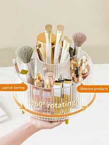 Desktop Makeup Brush Organizer, Cosmetic Storage Box, Can Store Eyeshadow, Lipstick And Brushes, Suitable For Room, Home, Bedroom, Bathroom, House, Desk, Accessories, Fun Gift - Clear - View 4