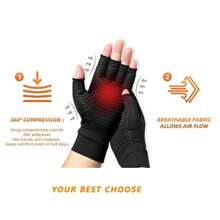 MEIYIXING Breathable Elastic Fingerless Copper Compression Gloves, Non‑Slip Protective Hand Gloves For Fishing, Cycling, Gym, Outdoor Sports & Hand Discomfort Relief - Multicolor - View 5