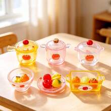Miniature Kitchen Realistic Pots And Bowls Resin Accessories, Dollhouse DIY Creative Fruit Food Resin Decor, Tableware Model, Micro Scene Kitchen Tableware Decor, Pretend Play Decor, Apple Tableware Series - Multicolor - View 6