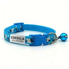 Custom Engraved Pet ID Collar With Bell - Cute Cartoon Kitten Design, Adjustable Polyester Strap For Dogs & Cats, Includes Personalized Name Tag With Owner's Phone Number - Durable Anti-Lost Accessory, Perfect Gift For Pets - Multicolor - View 14