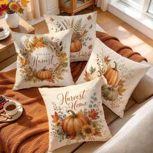 4pcs/1pc Sarung Bantal Motif Teks Panen Tanpa Isian, Sarung Bantal Cetak Satu Sisi, Cocok untuk Dekorasi Rumah Ruang Tamu dan Kamar Tidur, Sarung Bantal Sepanjang Musim - MultiWarna - View 5