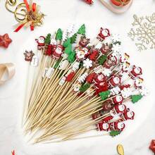 100Pcs Christmas Party Picks, Party & Event Supplies. Ideal For Christmas Party Decorations. Assorted Designs With Branches, Snowflakes, Snowmen, Reindeer And More Patterns. - Multiple Styles - View 4