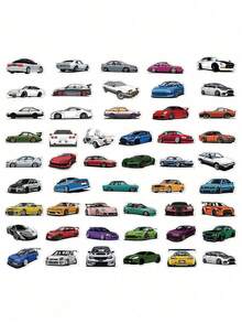100pcs Cartoon JDM Sports Car Stickers Laptop Scrapbook Luggage Skateboard Guitar Decoration Diy Doodle Stickers - A - View 8