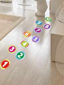 Cartoon Early Education Cognitive Wall Stickers 1-10 Numbers, Geometric Shapes, Party Animals, Math Arithmetic, DIY Peel And Stick Vinyl Decals For Kindergarten Children's Room Wall And Floor Decoration - Multicolor - View 2