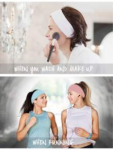 4pcs Women's Non-Slip Headbands, Girls Elastic Headbands, Running Headbands, Sweat-Absorbing Yoga Headbands - Multicolor - View 6