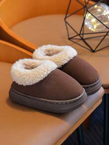 Children's Winter New Slippers, Suitable For Boys/Girls, Children's Simple Casual Indoor Comfortable Home Shoes - Brown - View 7
