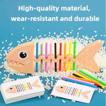 Toddler Fish Bone Stick Color Matching Board Game, Multi-Pattern Double-Sided Challenge Cards, Children's Color Recognition & Logical Thinking Training Toy, Develop Hand-Eye Coordination & Fine Motor Skills, Cultivate Patience & Concentration, Parent-Child Interactive Tabletop Game, Kindergarten & Home Early Education Educational Toy - Multicolor - View 12