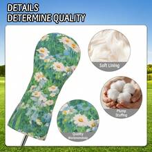 1 buah Set Penutup Kepala Bermotif Bunga Daisy Lukisan Minyak untuk Driver, Fairway Wood, dan Hybrid, Aksesori Pelindung Klub Golf - MultiWarna - View 5