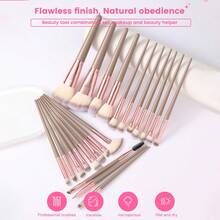 31/22Pcs Coffee All In One Makeup Tools Set , 22Pcs Makeup Brushes , 2Pcs Cushion Powder Puffs , 2Pcs Finger Cushion Powder Puffs , 2Pcs Mini Makeup Sponges , Bow Hairband , Eyelash Curler , Rhinestone Hair Claw , Daily Makeup Kit - Multicolor - View 2