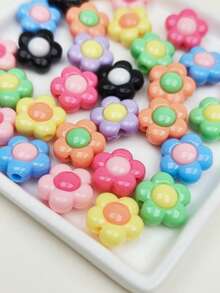 20pcs Sweet Cute Colorful Flower Beads DIY Jewelry Making And Decoration Beads For Phone Chain, Keychain, Necklace - Solid Color Floral - View 10