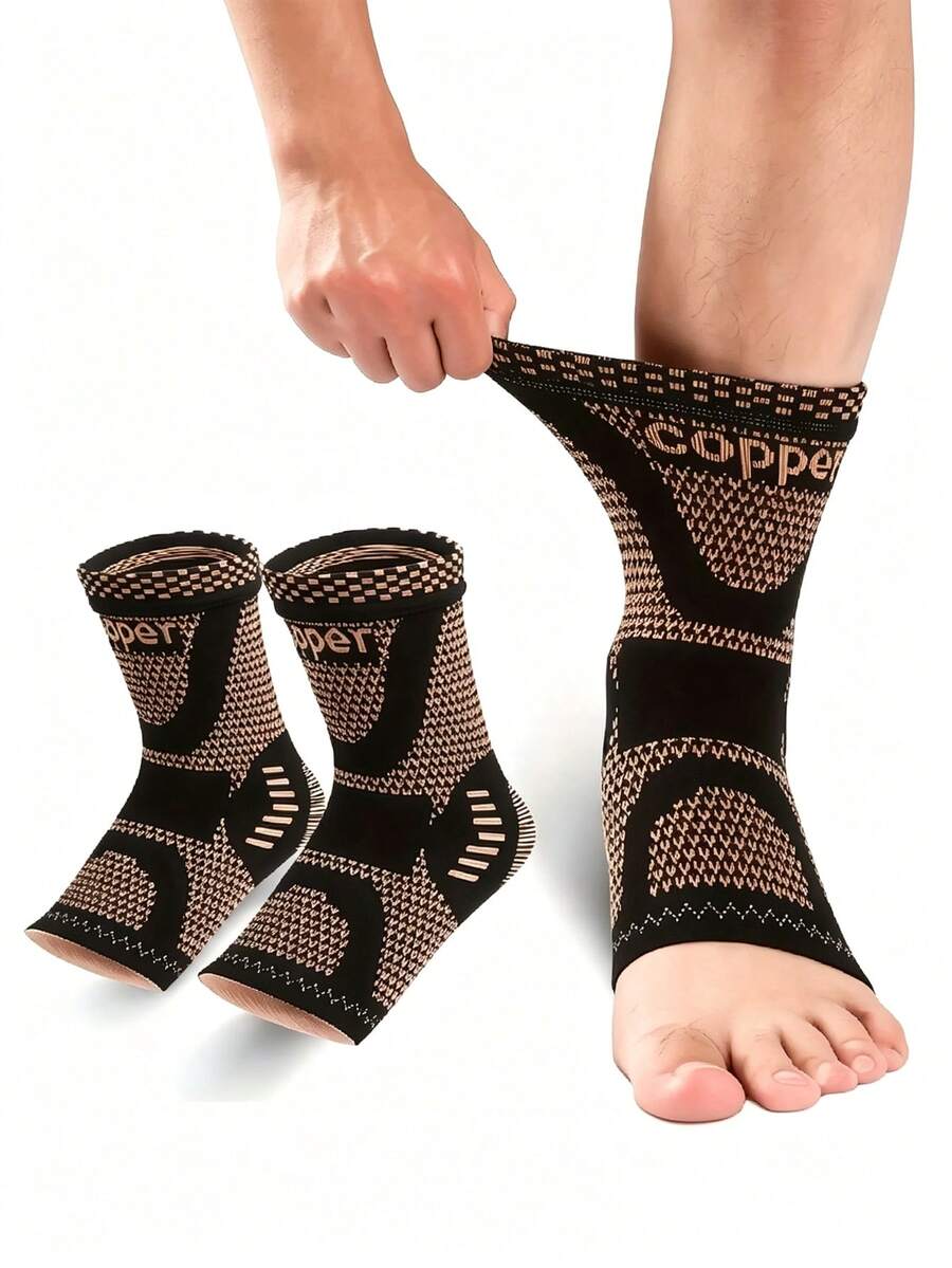 2pcs Breathable Ankle Support For Basketball, Fitness, Jump Rope, Running, Outdoor Cycling, Squats, Halloween - Multicolor - View 1
