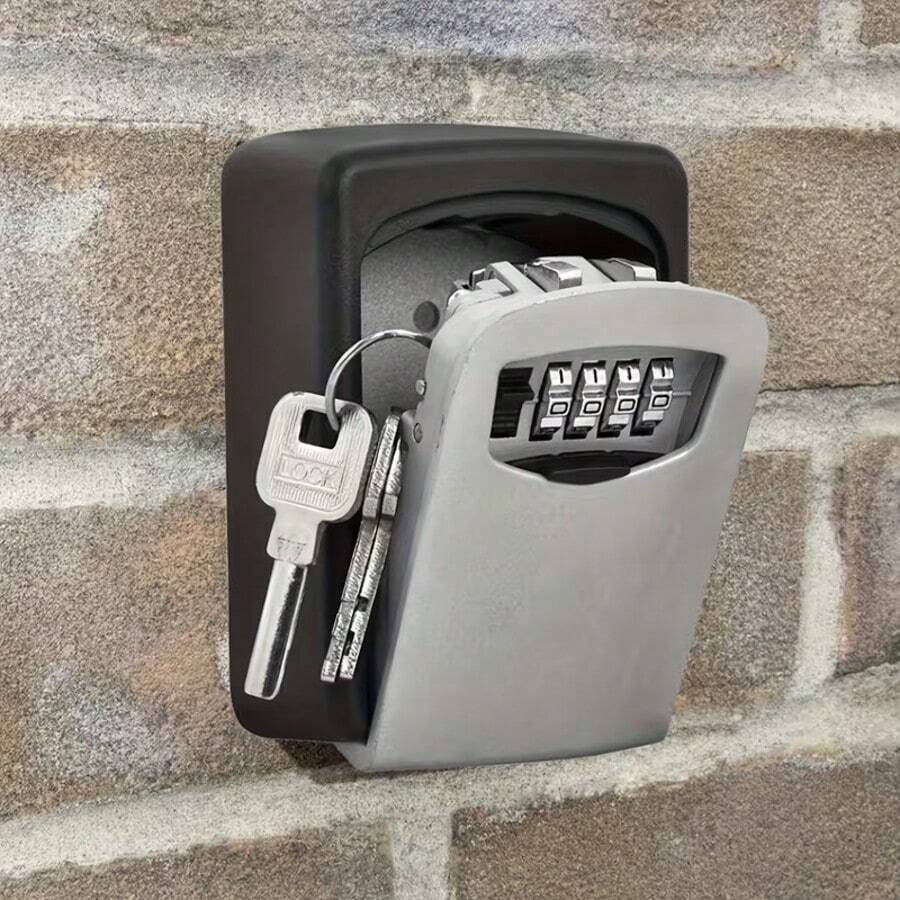 1-Piece Key Lock , Wall-Mounted Key Box, Outdoor Key Storage Cabinet, Combination Lock Box With Aluminum Alloy Cylinder, High-Strength Anti-Shock/Explosion/Lock-Proof Housing, Reprogrammable Code