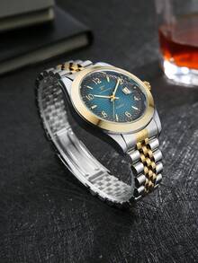 RICECGO Luxury Quartz Men's Watch, Sports Men's Watch, Luminous Date Calendar Display Stainless Steel Men's Watch - Silver and Gold - View 3