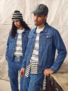 Norleigh Men Long Sleeve Thick Denim Jacket, Casual Outerwear For Spring And Autumn - Blue - View 3