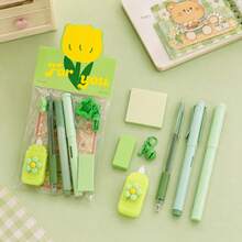 1 Set Floral Stationery Set Macaron Correction Tape Highly Attractive Portable Student Learning Supplies Set - Multicolor - View 3