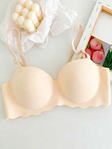Women's Seamless Bandeau Bra, Push-Up Bra With Detachable Straps, Non-Slip Wireless Invisible Bra, Suitable For Weddings And Parties - Apricot - View 6
