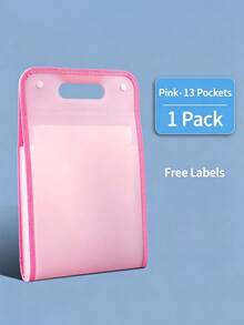 A4 Vertical 13-Pocket Storage Folder - Thickened Semi-Transparent PP Material, Suitable For School/Office - Test Papers And Document Storage, Back To School Essential, Random Sticker Color - A - View 10