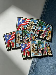1pc/2pcs/3pcs/4pcs Wepa Collage Patch Script Travel Souvenir Embroidered Iron-On - Multicolor - View 9