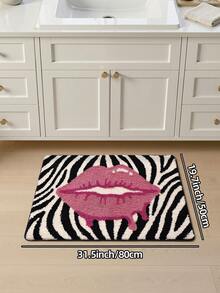1pc Bathroom Rug Mat, Flocked Soft Touch, Pink Leopard Print, TPR Non-Slip Backing, Suitable For Kitchen, Outdoor, Indoor, Hallway, Bedroom, Living Room Bedside, Machine Washable Easy To Clean, Autumn Bathroom Decor Rug - Multicolor - View 14
