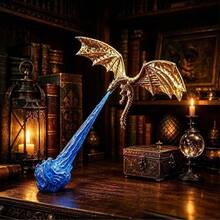 3D Printed Flying Dragon Decor, Red & Blue Flame Ornament, Fantasy Bookshelf Corner Decoration, Reading Room Display, Unique Gift For Book Lovers - Multicolor - View 9