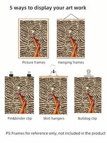 1pc Frameless Red High Heel Shoe Martini Cocktail Bold Zebra Print Vintage Charm Wall Art Canvas Poster, Suitable For Living Room, Bedroom, Dorm Decor - Zebra Stripes - View 7