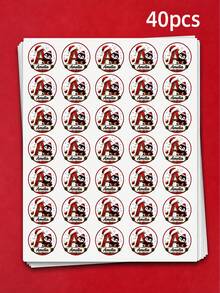 216-20pcs Personalized Christmas Name Round Stickers, Cute Penguin Initial Labels With Red Glitter Letters, Snowflakes And Santa Hats, Festive Gift Box Seals For Candy Bags, Cookie Packaging, Holiday Parties, Gift Exchanges And Christmas Decorations - Multicolor - View 8