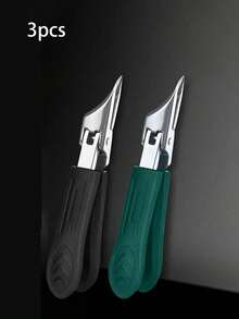 Modern Stainless Steel Toenail Clipper, 25° Angled Blade - Splash-Proof Design For Thick/Ingrown Nails, Ergonomic Non-Slip Handle, Black & Green (Holiday Green Handle) - Foot Care Tool - Multicolor - View 22