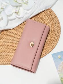 CHARM INFINITE Dompet Clutch Panjang Wanita dari Kulit Sintetis, Dompet Lipat dengan Kunci Putar Bertekstur Leci, Kapasitas Besar dengan Banyak Slot Kartu, Kompartemen Uang Kertas dan Kantong Dalam Berresleting, Muat Ponsel, Tas Tangan Harian Warna Polos, Hadiah Ulang Tahun dan Liburan Praktis untuk Anak Perempuan - MultiWarna - View 13