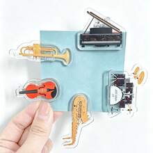5pcs Piano-Shaped Music Sheet Clips, Instrument Sheet Music Clips, Guitar Mini Sheet Clips, Violin Mini Clips, Music Score Clips, Instrument Memo Clips, Piano Acrylic Mini Clips, Folder, Music Lover Essential Mini Sheet Clips, Creative Stationery, Transparent Mini Sheet Clips, Page Clips, Piano Sheet Clips, Guitar Sheet Organizer - Multicolor - View 10
