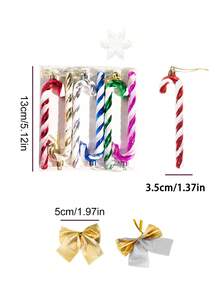 Christmas Candy Cane & Bow Decoration Set, Christmas Tree & Fireplace; Multi-Functional Holiday Decor. Suitable For Christmas Tree, Wreath, Home Decor, Christmas Tree Decoration, Christmas Party Supplies, Winter Decor, Christmas Decoration - Multi-color - View 6