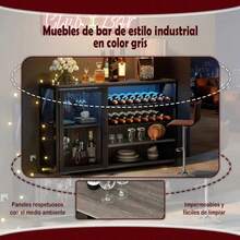 Mueble Bar Gabinete De 3 Niveles 106cm Con Toma De Corriente - Negro - Ver 10