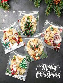 Kantong Transparan Perekat Diri 5-in-1 Baru untuk Camilan, Permen, dan Hadiah Natal, untuk Pesta Liburan, Cokelat, dan Kue. - Model terbaru - View 4