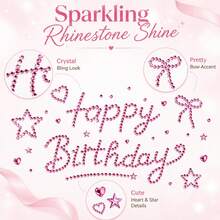 Happy Birthday Shiny Rhinestone Letter Stickers, Sparkling Crystal Gem Stickers, DIY Handmade Art Stickers, Suitable For Baby Shower Party Decoration - Multicolor - View 3