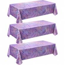 1pc Birthday Party Decoration Tablecloth Purple Holographic Laser 54*86.6 Inches Plastic Material Suitable For Holiday Party Table Setting Decoration - Light Purple - View 10