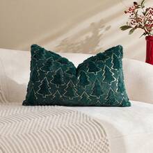 1/2pcs Green Christmas Gold Sequin Christmas Tree Pillow Case (Pillow Insert Not Included), Modern Fashionable Comfortable Soft Faux Rabbit Fur Fabric Embroidered Pillow Case, Suitable For Daily Home Decor, Sofa, Bed, Bedroom, Living Room, Decorative Pillow Case, Daily Holiday Party Decoration, Suitable For All Four Seasons - Dark Green - View 18