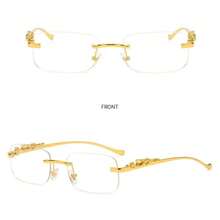 1 Pair Men's Rectangular Rimless High-End Metal Glasses, Fashion Casual Plain Lens, Suitable For Daily Casual, High-End Social Occasions, Street Photography And Office Scenes - Frameless Square - View 4