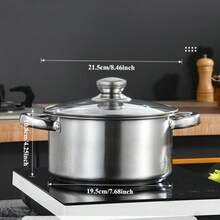 Stainless Steel 3Pcs Cookware Set Saucepan Stockpot Fry Pan W/Lids Steel Handle - View 10